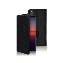 Vue de l'étui portefeuille Zanae noir pour Sony Xperia 5 II