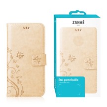 Étui portefeuille Flower doré pour Huawei P Smart (2021)