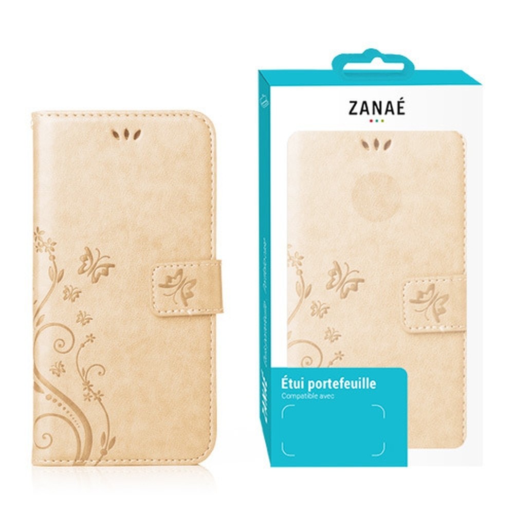 Étui portefeuille Flower doré pour Huawei P Smart (2021)