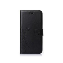 Etui Portefeuille Flower pour Huawei P Smart 2021 en noir