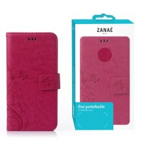 Étui portefeuille Flower pour Huawei P Smart 2021 Fushia