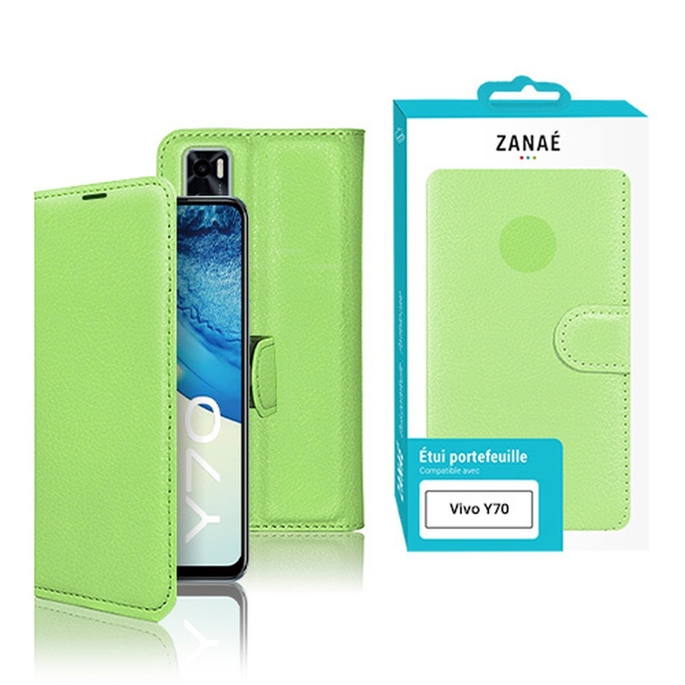 Etui Portefeuille Zanae vert pour Vivo Y70