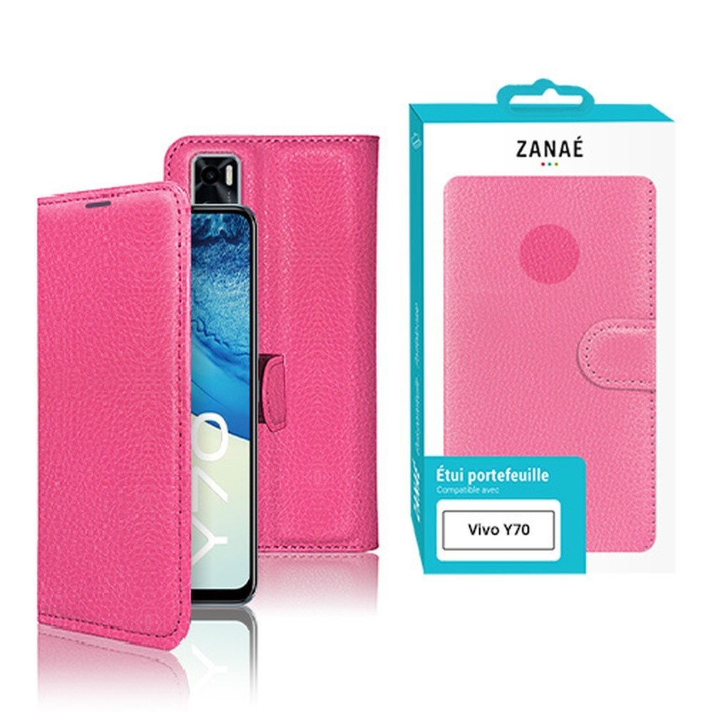 Étui Portefeuille Zanae Fushia pour Vivo Y70