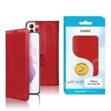 Etui Portefeuille Zanae Rouge pour Galaxy S21 Plus 5G