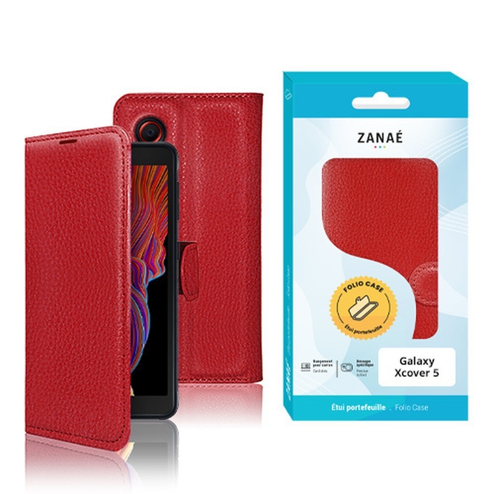 Etui portefeuille Zanae rouge pour Galaxy Xcover 5