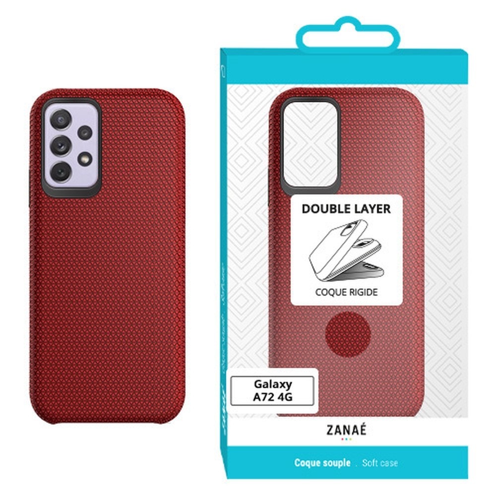 Coque Double Layer pour Samsung Galaxy A72 4G en rouge