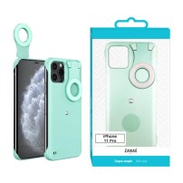 Coque selfie ring pour iPhone 11 Pro verte en pleine lumière