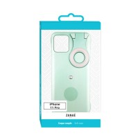 Coque selfie ring pour iPhone 11 Pro verte en pleine lumière