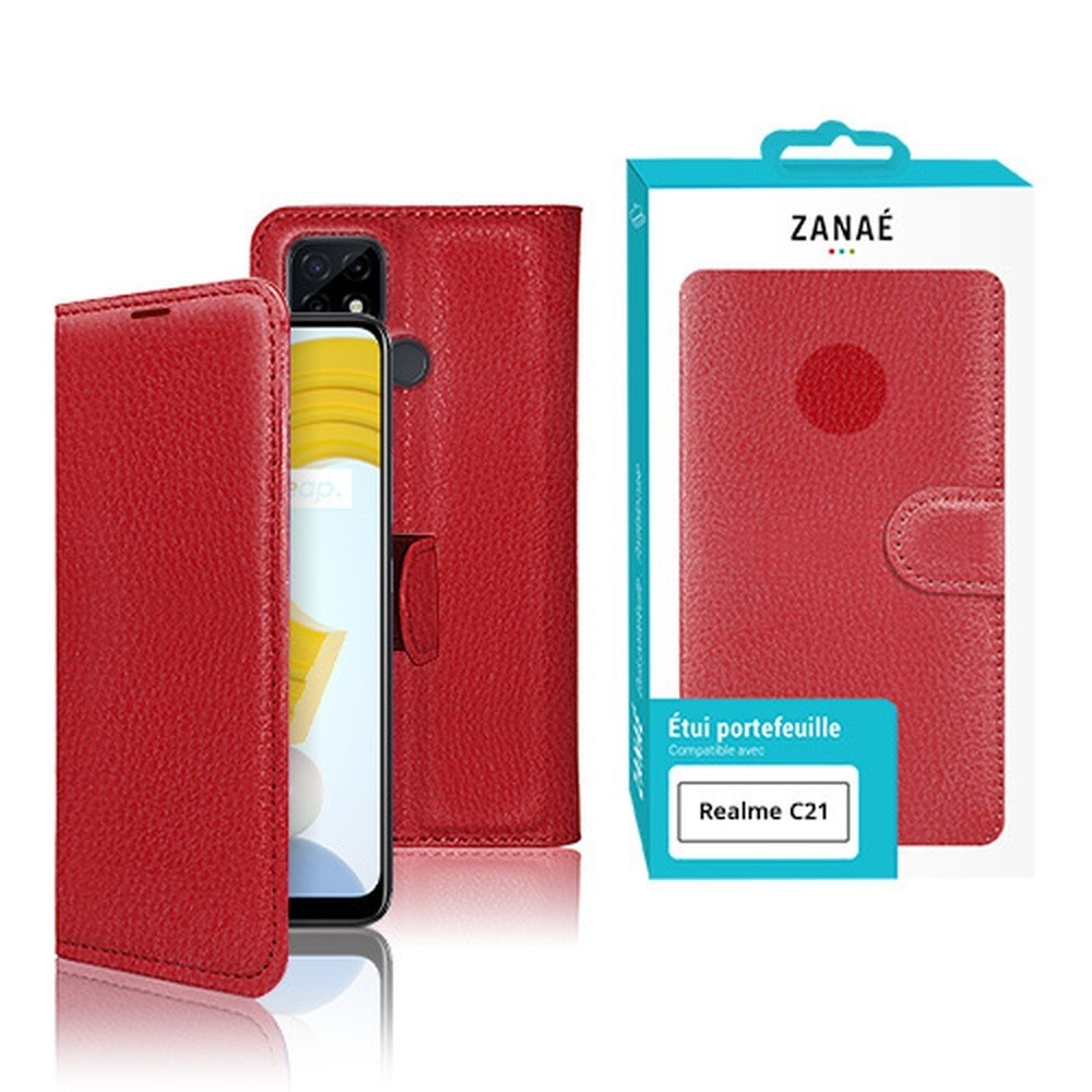 Etui Portefeuille Zanae Rouge pour Realme C21
