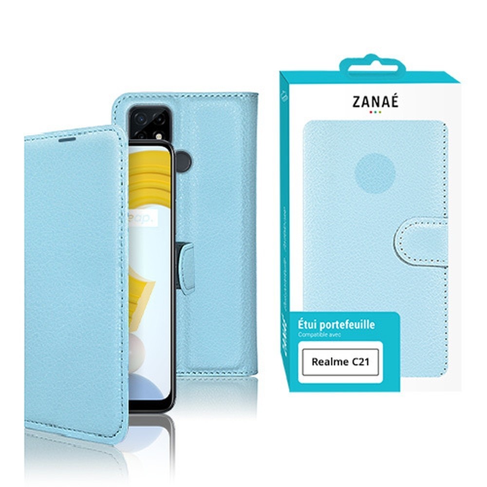 Étui Portefeuille Zanae bleu clair pour Realme C21