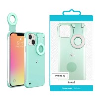 Coque selfie ring verte pour iPhone 13