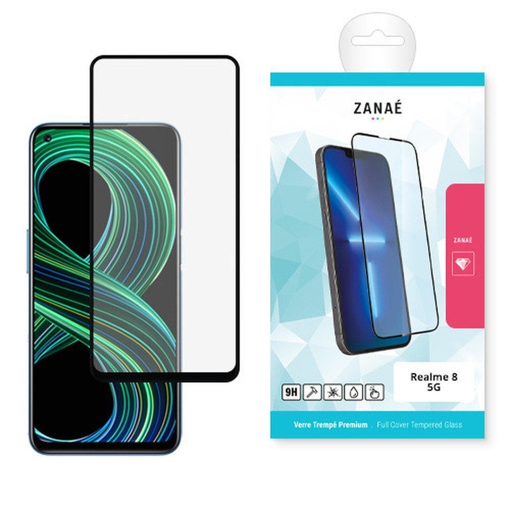 Verre trempé Full Cover Noir pour Realme 8 5G