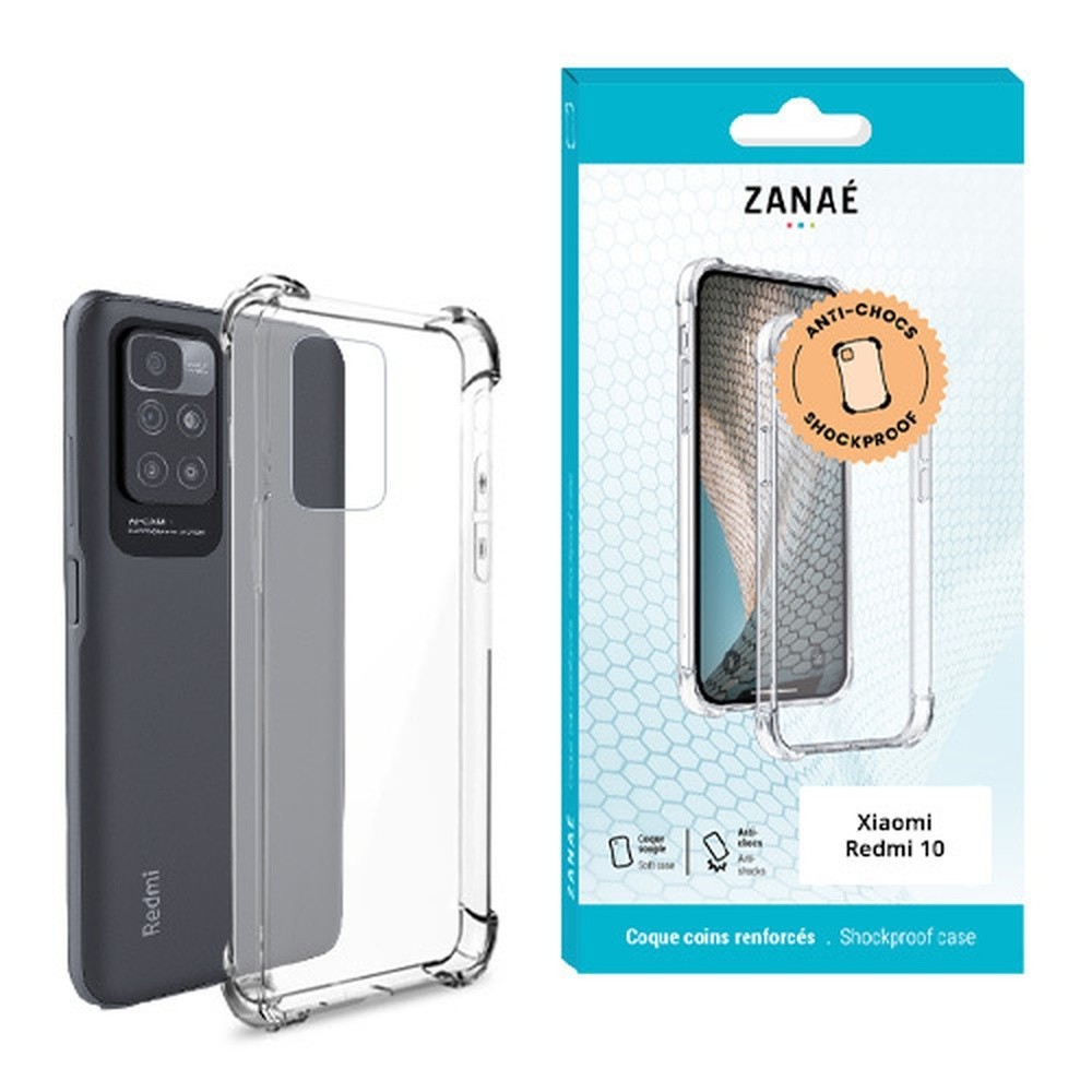 Coque en silicone transparent avec coins renforcés pour Xiaomi Redmi 10