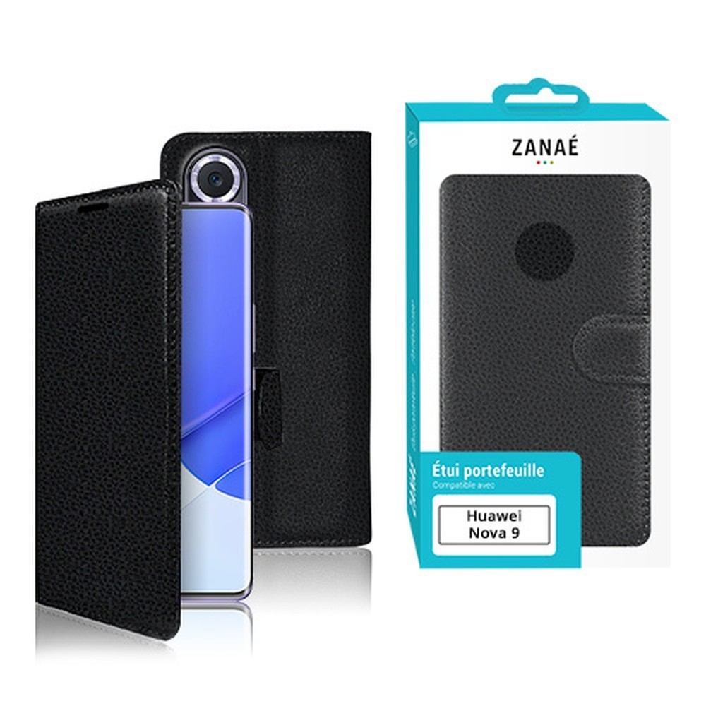 Étui portefeuille Zanae noir pour Huawei Nova 9