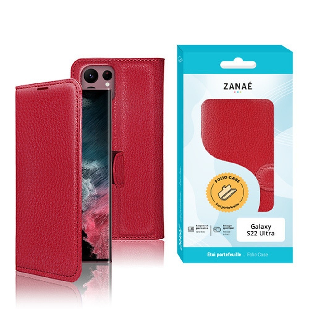 Etui Portefeuille Rouge pour Samsung Galaxy S22 Ultra