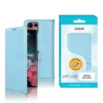 Étui Portefeuille Zanae compatible Samsung Galaxy S22 Ultra en bleu clair