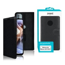 Vue de l'étui portefeuille Zanae noir pour Moto G31 et G41