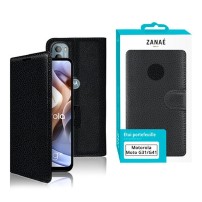 Vue de l'étui portefeuille Zanae noir pour Moto G31 et G41