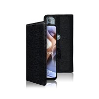 Vue de l'étui portefeuille Zanae noir pour Moto G31 et G41