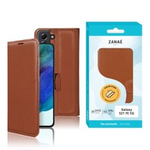 Etui portefeuille Zanae pour Samsung Galaxy S21 FE 5G couleur marron