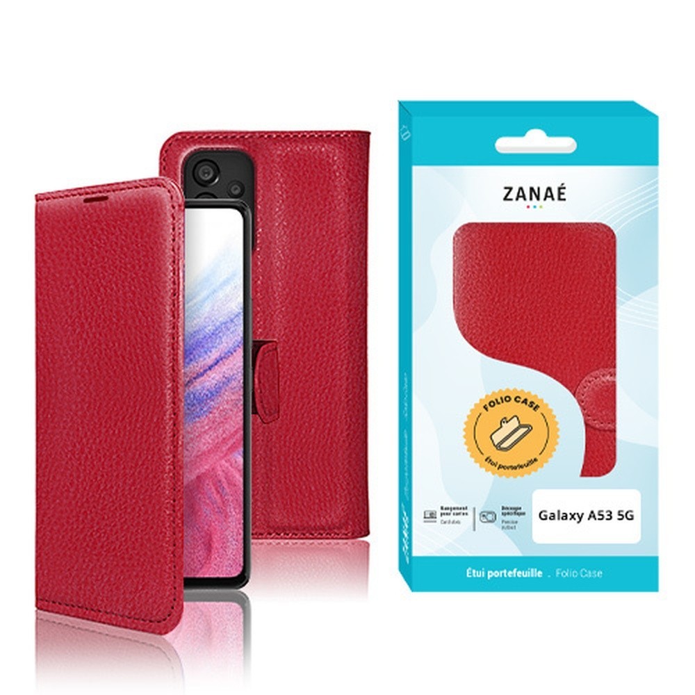 Etui Portefeuille Zanae rouge pour Samsung Galaxy A53 5G