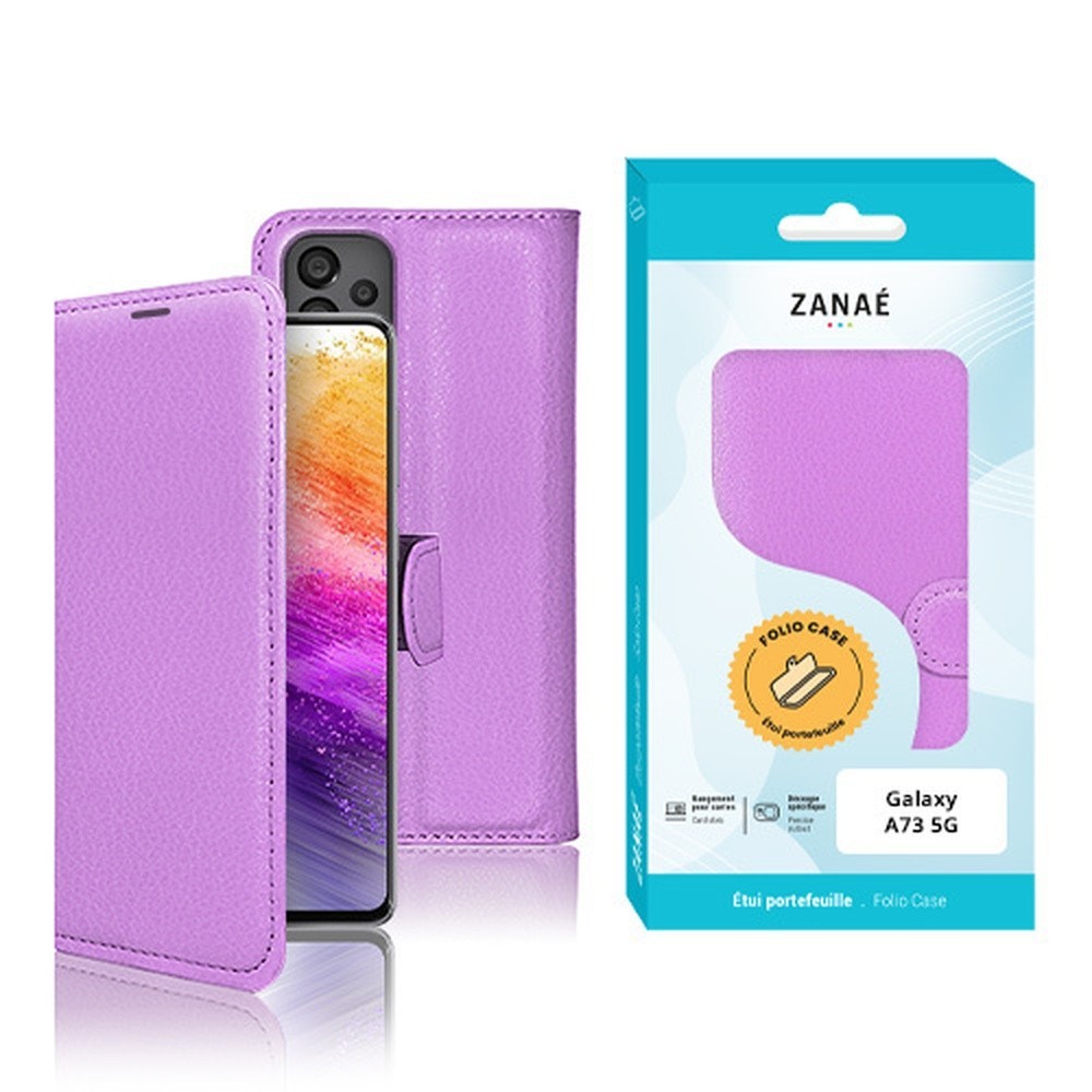 Etui Portefeuille Zanae pour Samsung Galaxy A73 5G violet