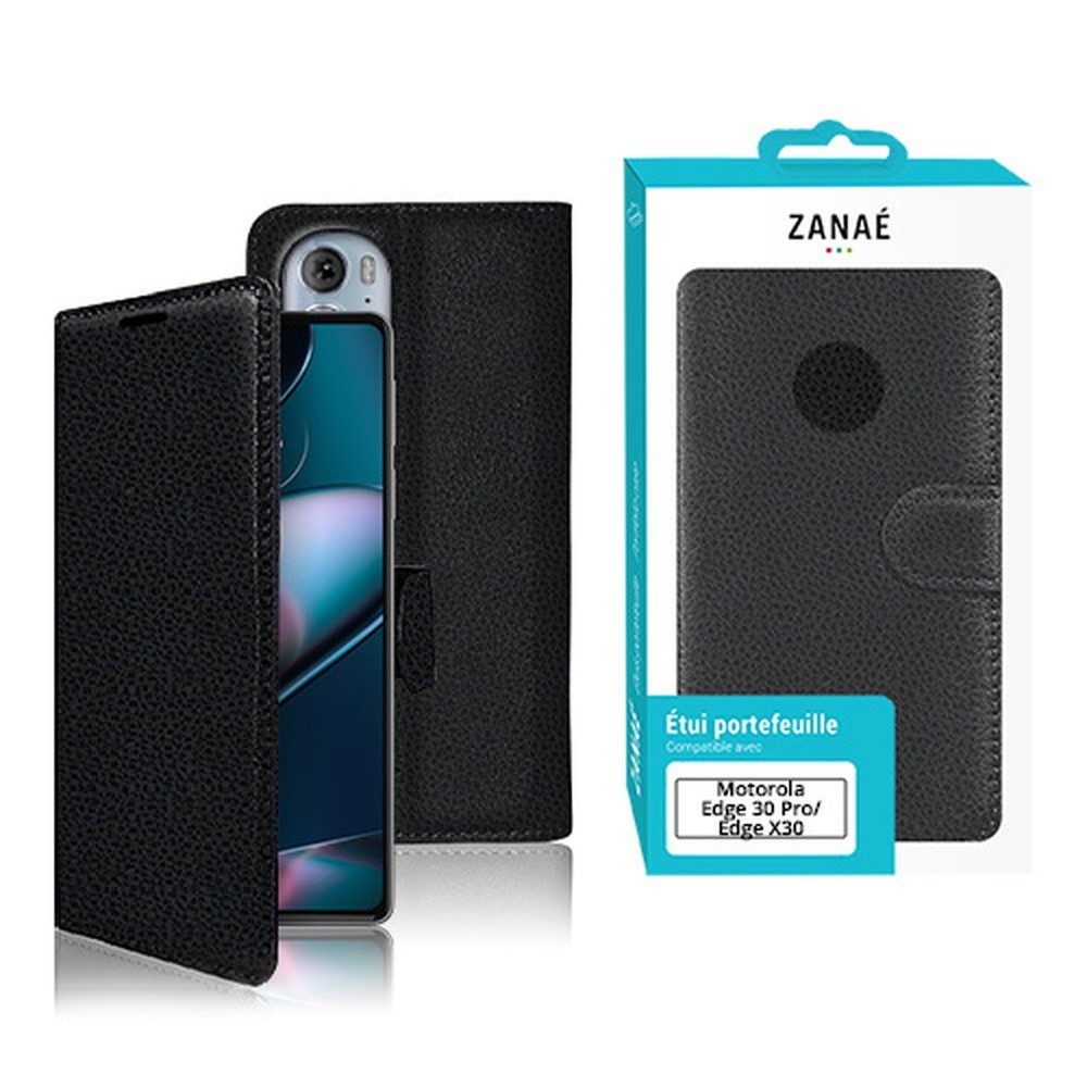 Étui Portefeuille Zanae Noir pour Motorola Edge 30 Pro et Edge X30