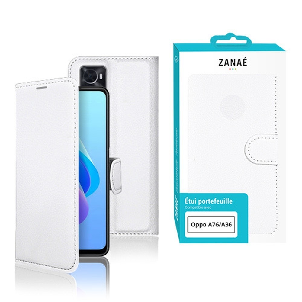 Etui Portefeuille Zanae blanc pour Oppo A76 ou A36