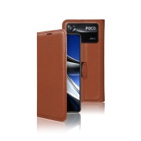 Etui marron Portefeuille Zanae pour Xiaomi Poco X4 Pro 5G