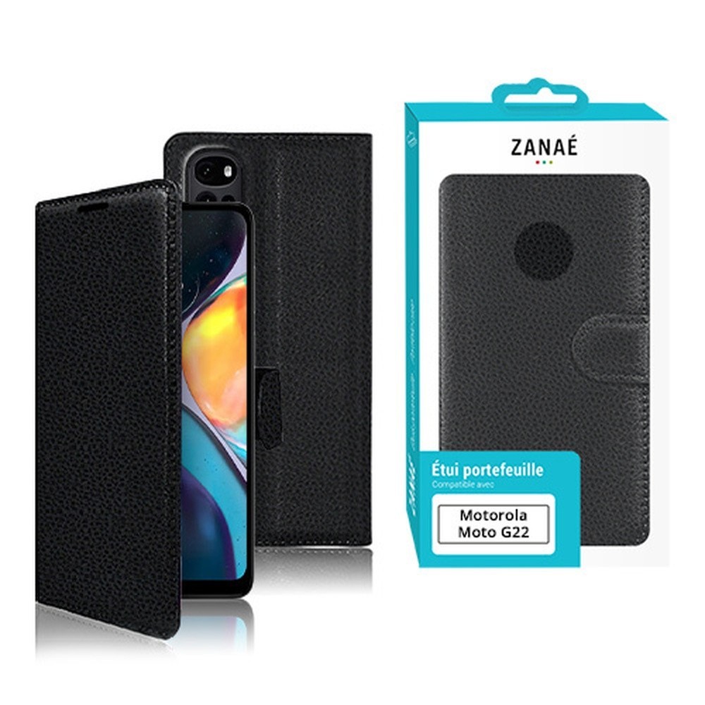 Etui Portefeuille Zanae pour Motorola Moto G22 Noir