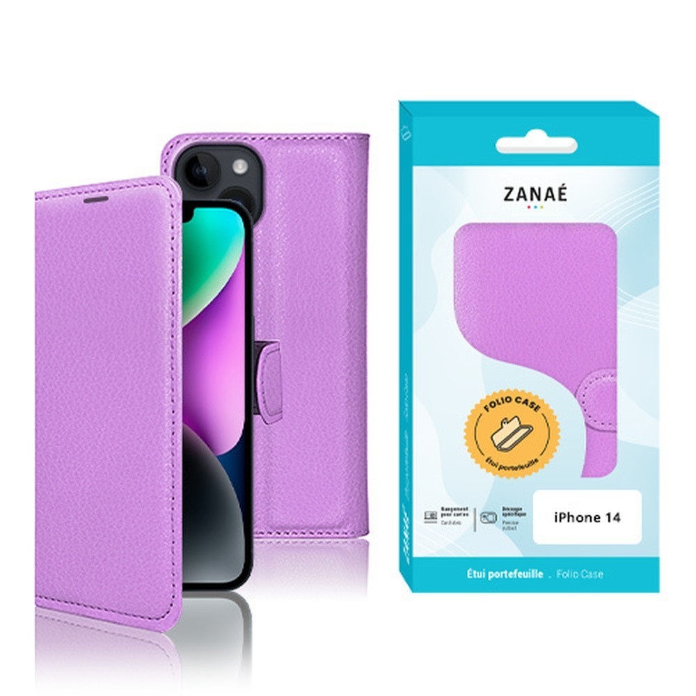 Étui Portefeuille Zanae pour iPhone 14 en violet