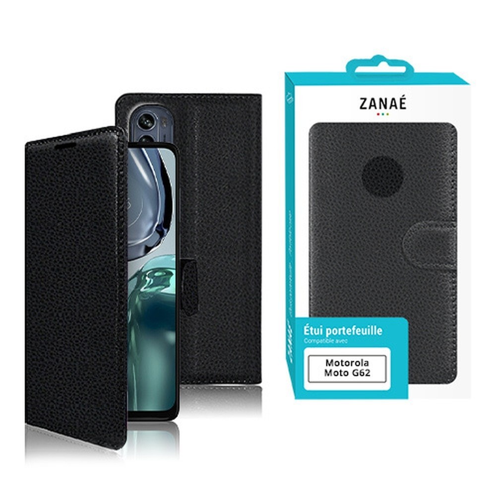 Etui Portefeuille Zanae pour Motorola G62 en noir