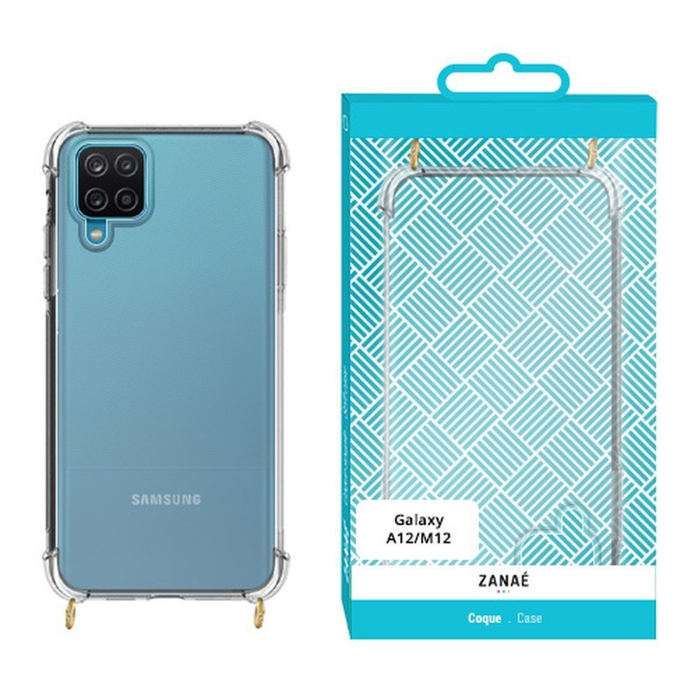 Coque Cordella transparente avec anneaux dorés pour Galaxy A12/M12