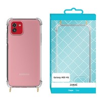 Coque transparente avec anneaux dorés pour Galaxy A03