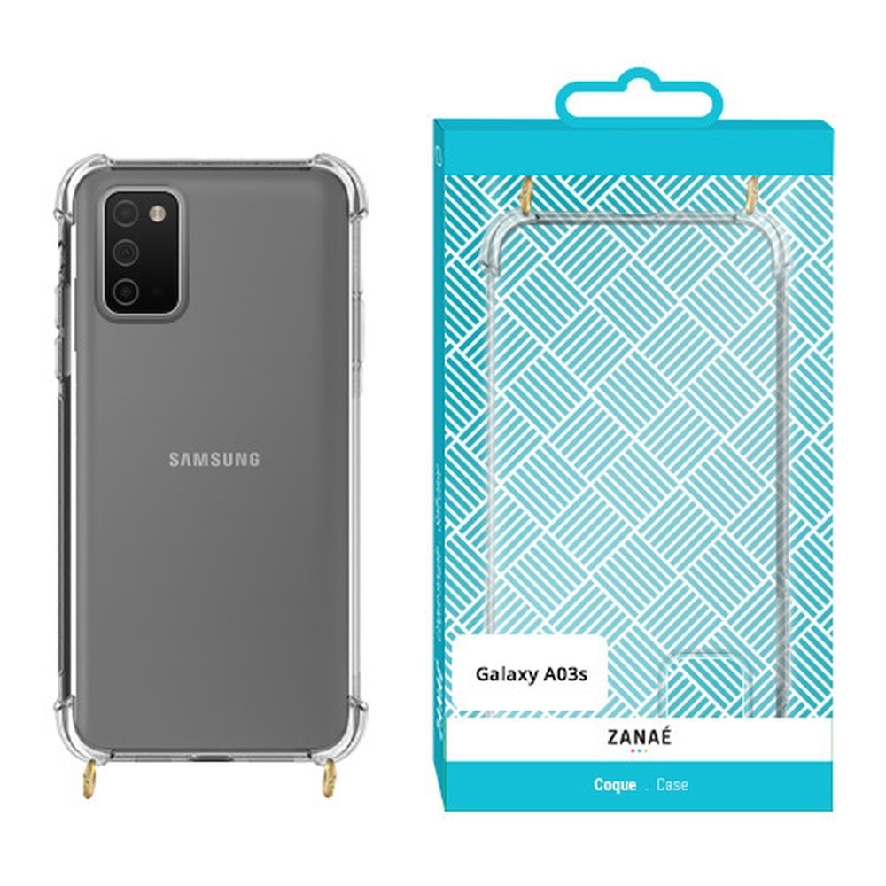 Coque Cordella transparente avec anneaux dorés pour Galaxy A03s