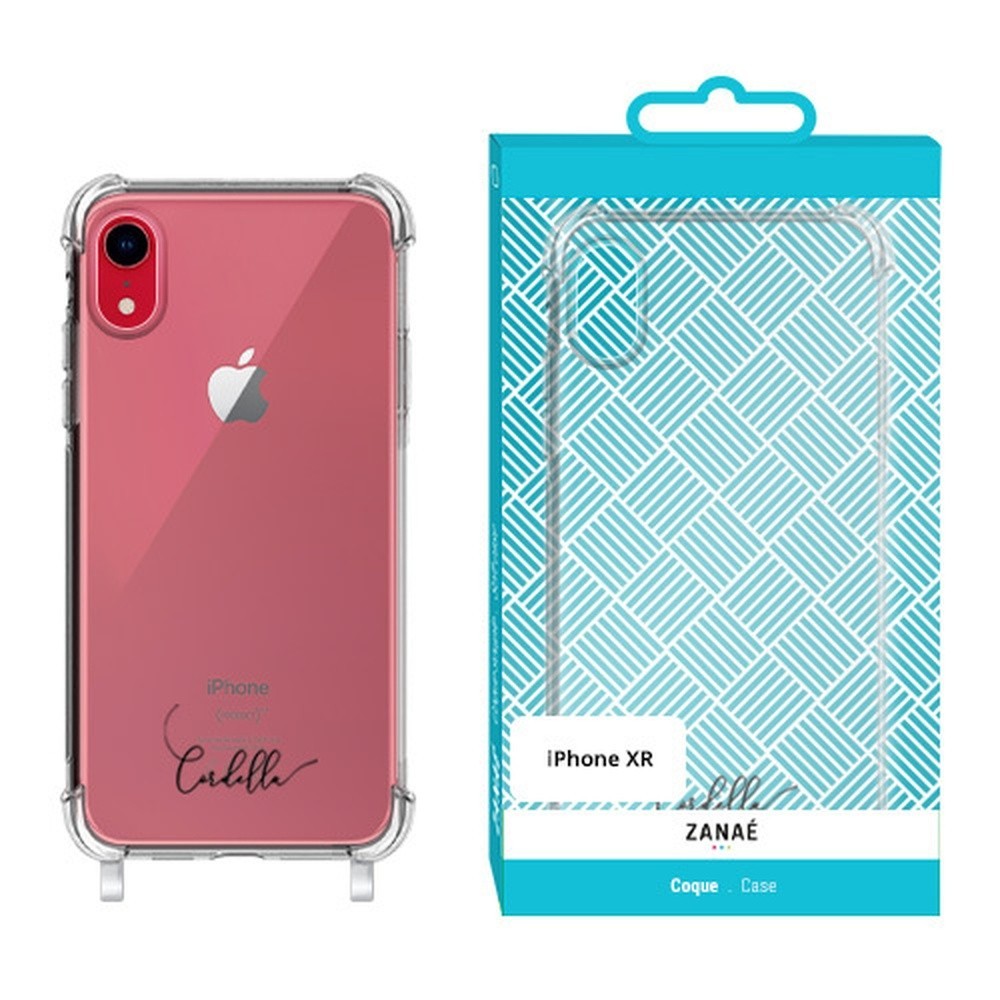 Coque transparente avec logo Cordella et anneaux pour iPhone XR