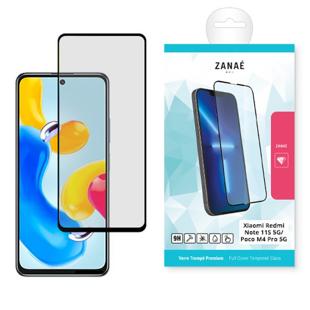 Verre trempé Full Cover noir pour Xiaomi Poco M4 Pro 5G et Redmi Note 11S 5G