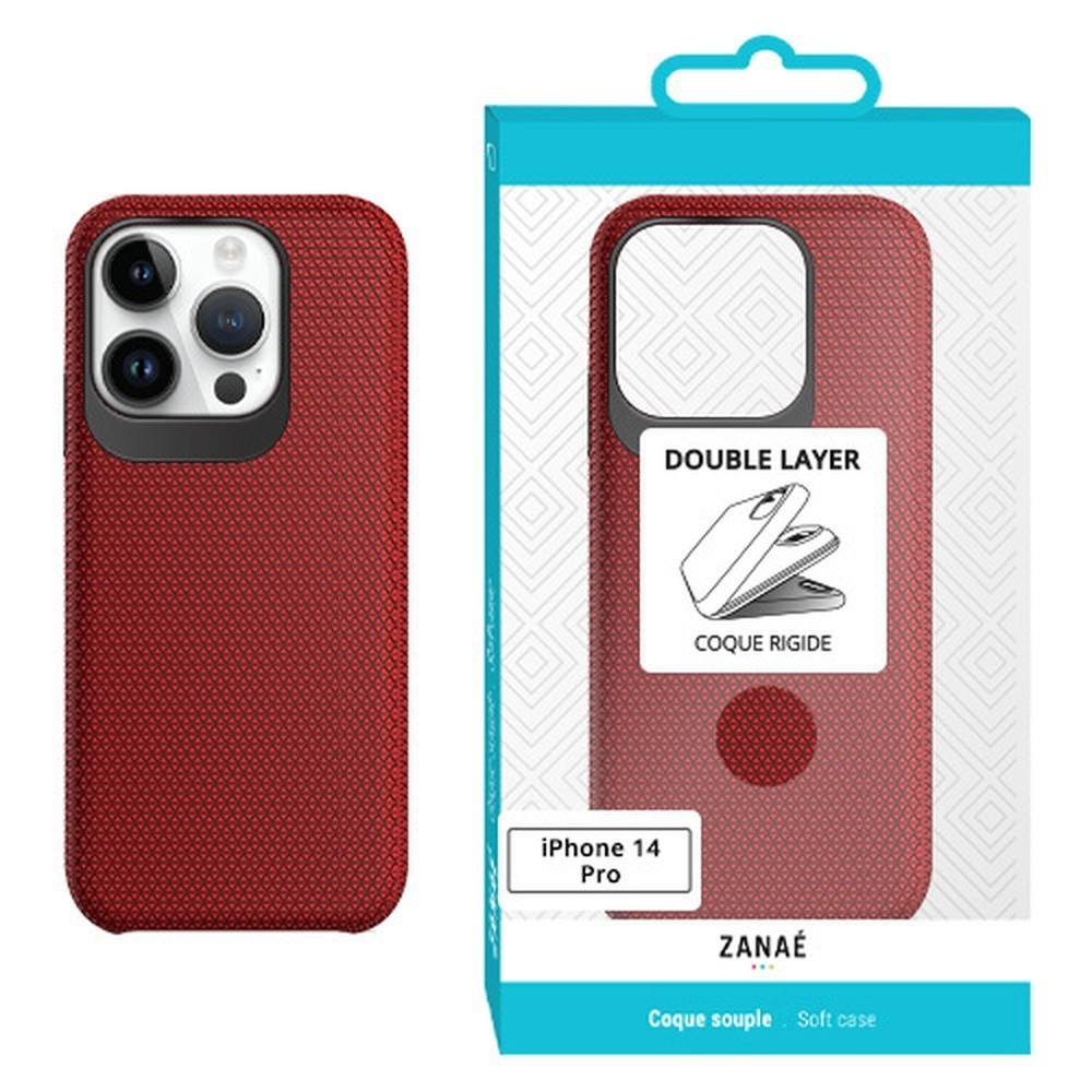 Coque Double Layer rouge pour iPhone 14 Pro