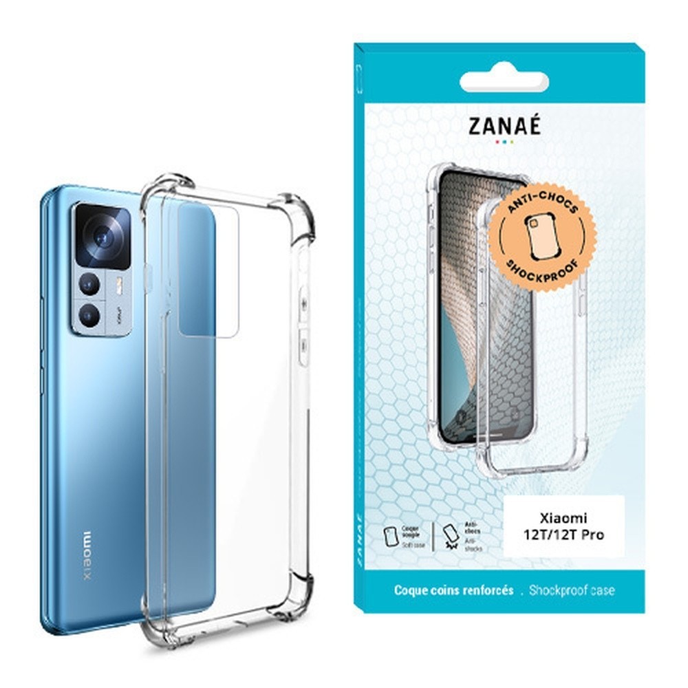 Coque transparente avec coins renforcés pour Xiaomi 12T et 12T Pro