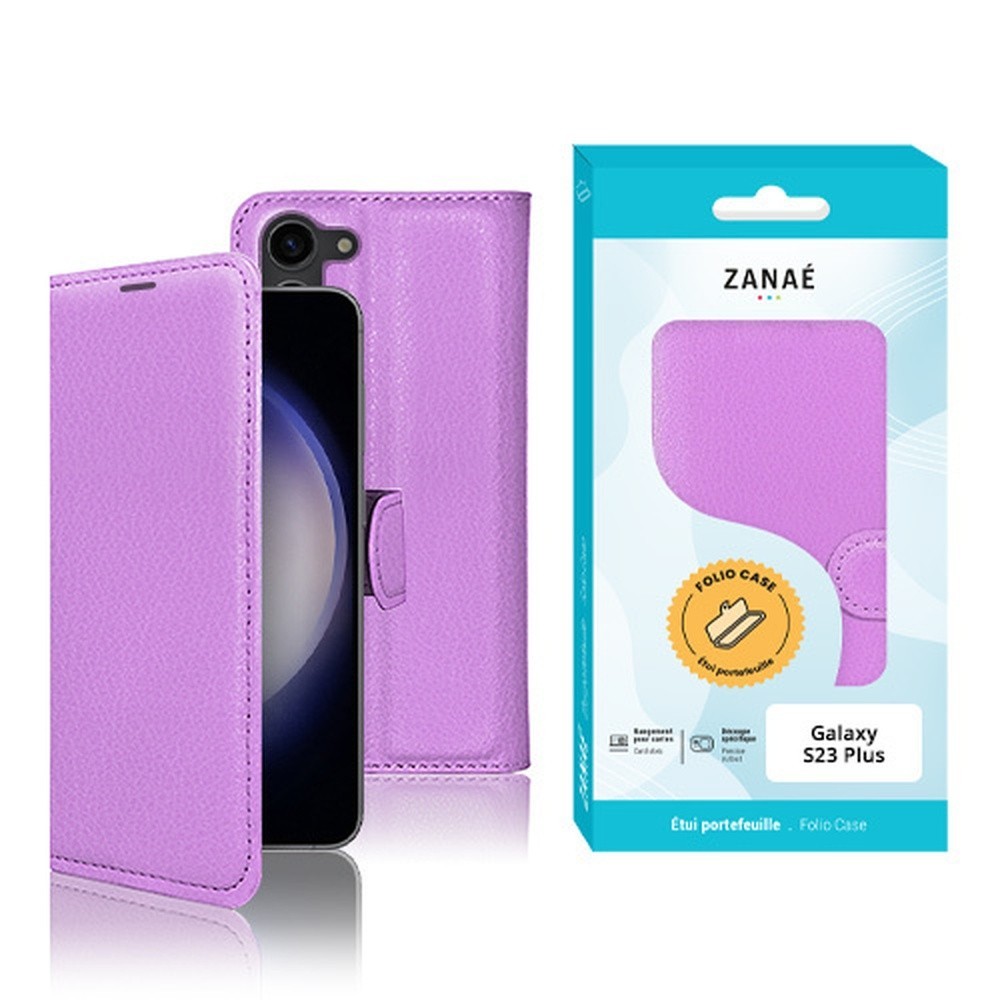 Etui Portefeuille Zanae violet pour Galaxy S23 Plus