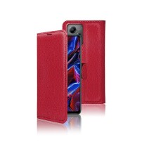 Etui portefeuille rouge pour Xiaomi Redmi Note 12 5G et Poco X5
