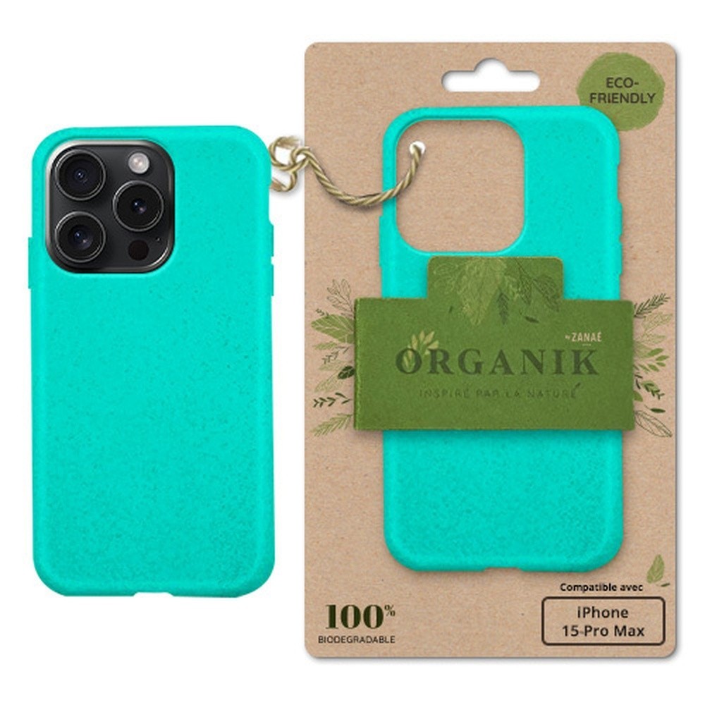 Coque Organik Menthe pour iPhone 15 Pro Max sur fond blanc