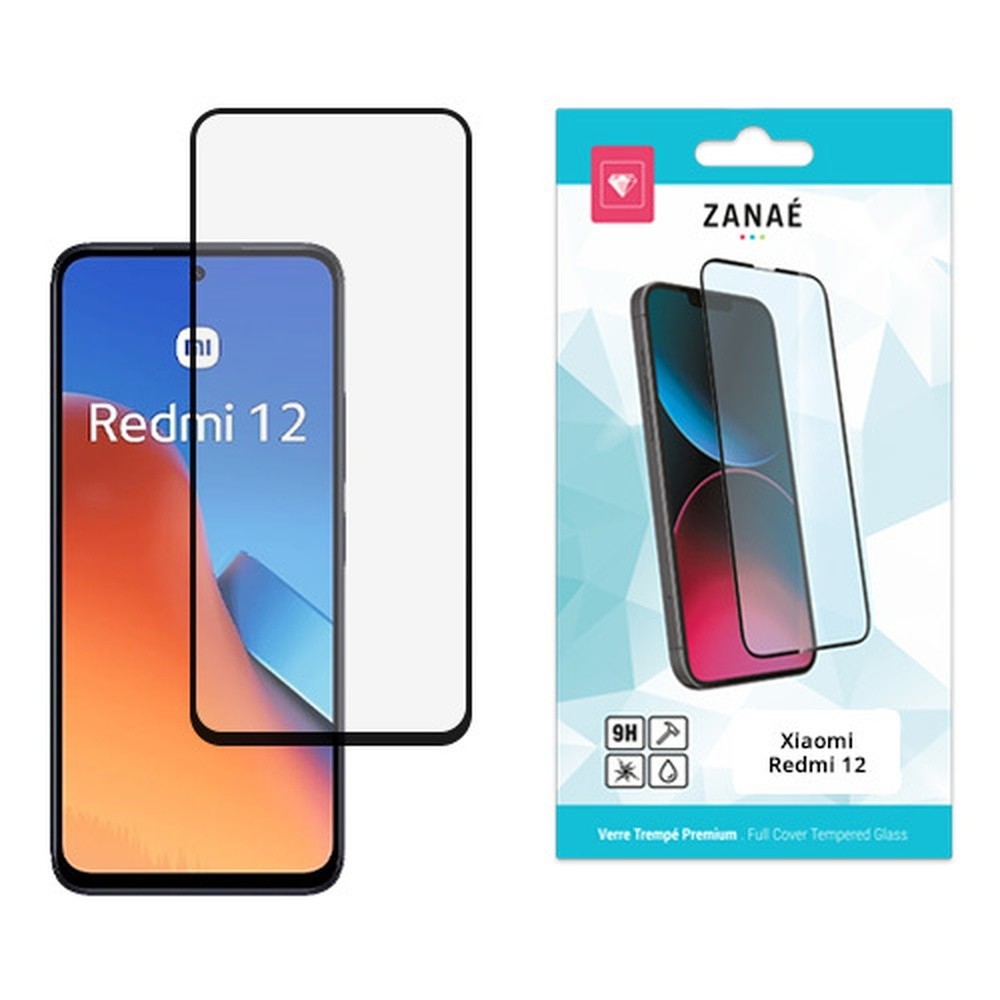 Film de protection en verre trempé Full Cover pour Redmi 12 - Noir