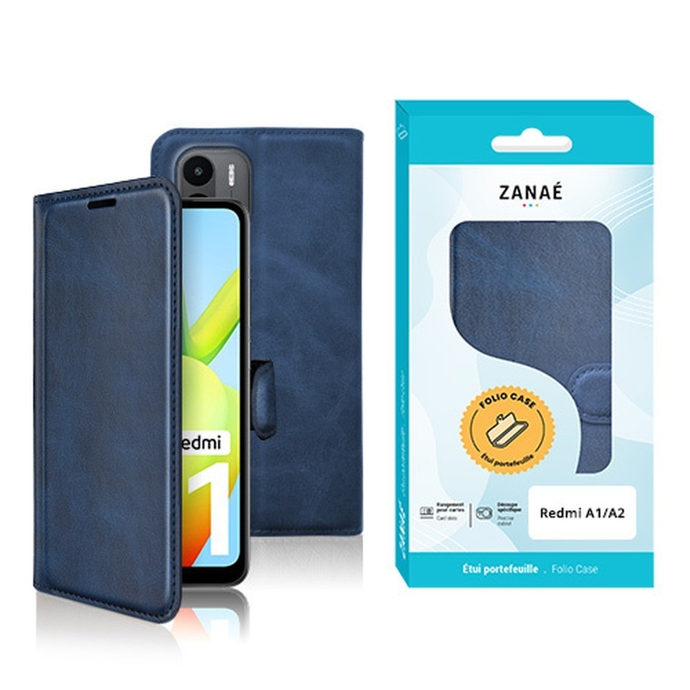 Etui Portefeuille Zanae Columbia couleur marine pour Redmi A1 / A2