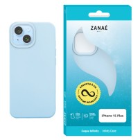 Coque Infinity pour iPhone 15 Plus en bleu clair sur un fond neutre