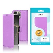 Étui portefeuille Zanae violet pour iPhone 16 Pro