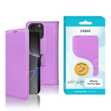 Étui portefeuille violet pour iPhone 16 Pro Max