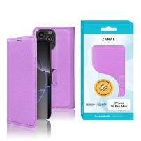 Étui portefeuille violet pour iPhone 16 Pro Max