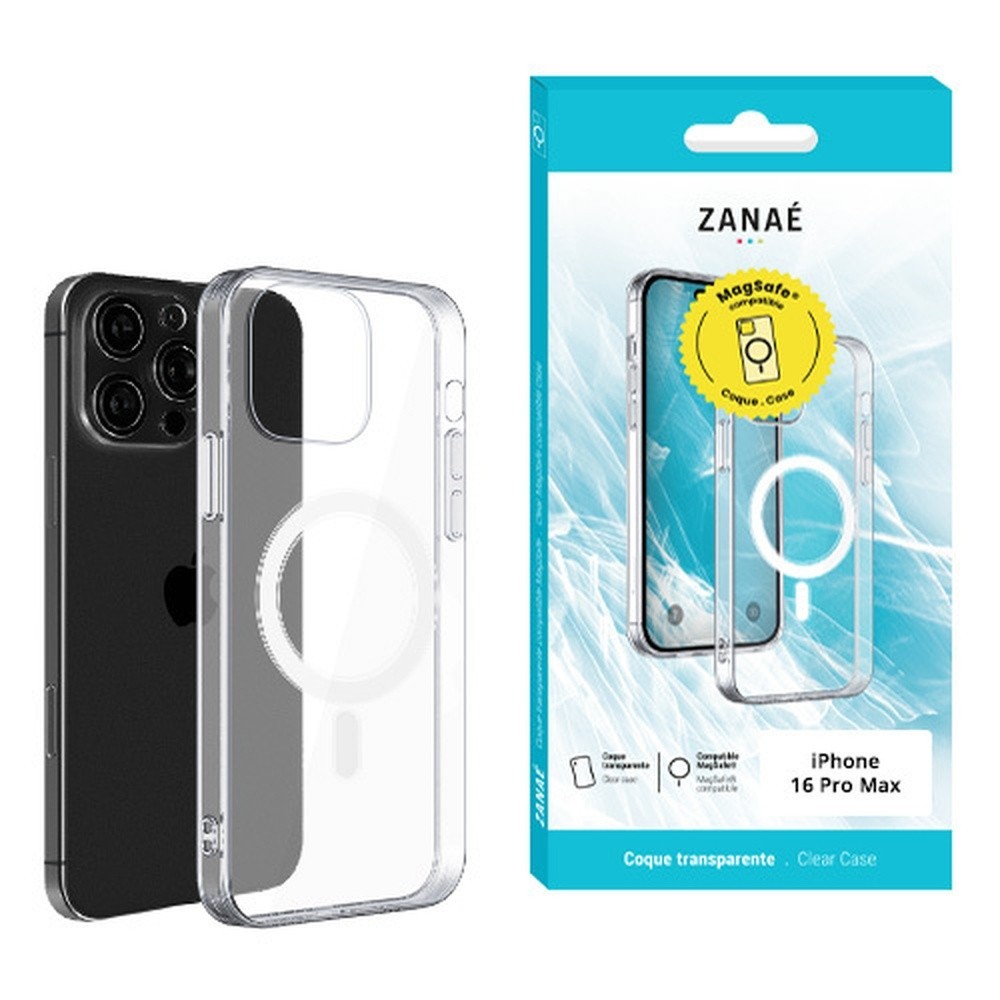 Coque transparente compatible MagSafe pour iPhone 16 Pro Max