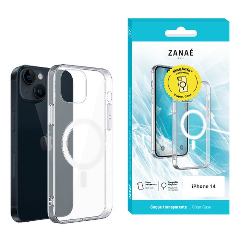 Coque transparente compatible MagSafe pour iPhone 14
